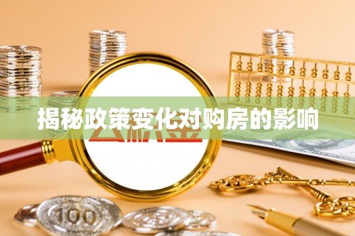 美姑揭秘政策变化对购房的影响